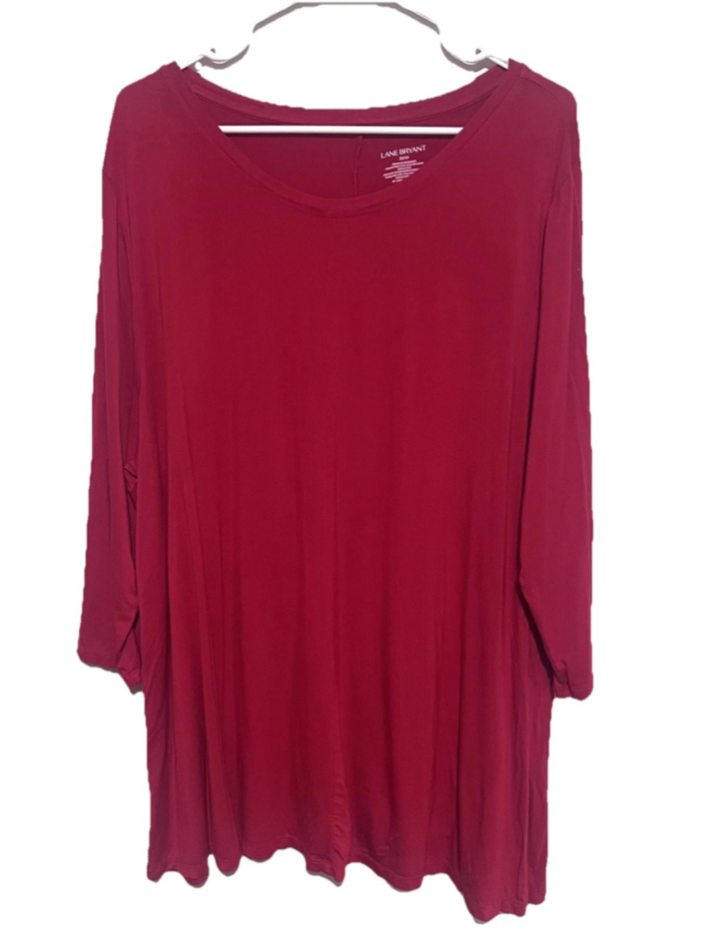 Lane Bryant Tunic Women’s 22/24 2X 3X Red 3/4 Sleeve Stretch Slinky Knit Top